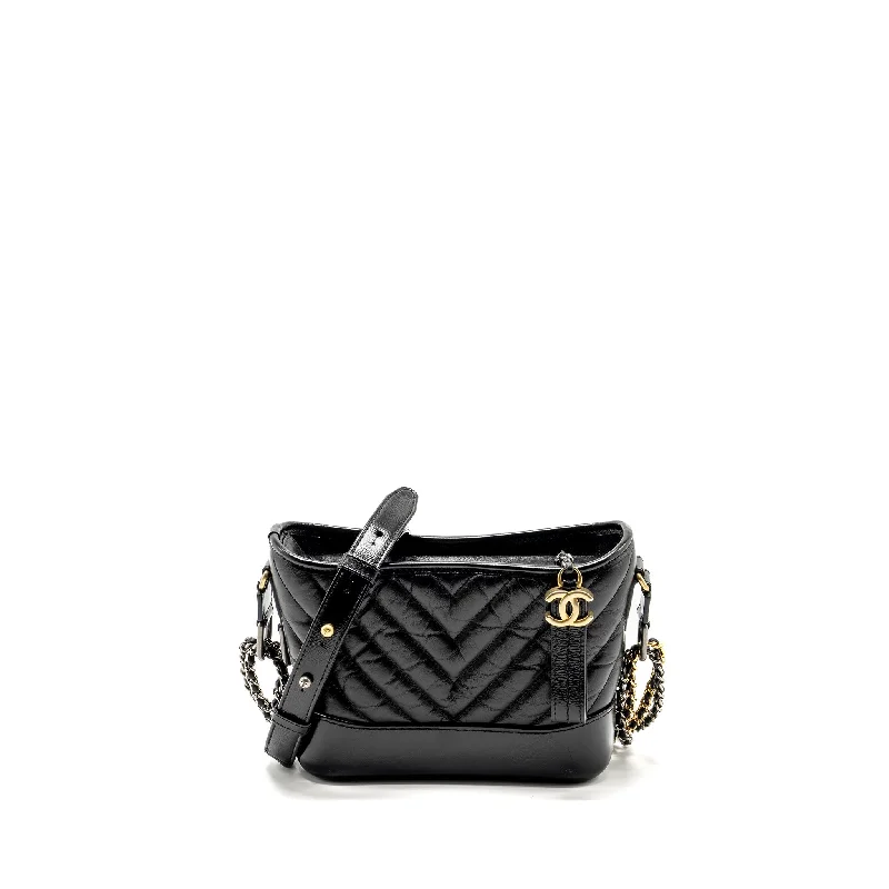 Designer bags for womenChanel Small Gabrielle  Hobo Bag Chevron Aged Calfskin Black Multicolour Hardware