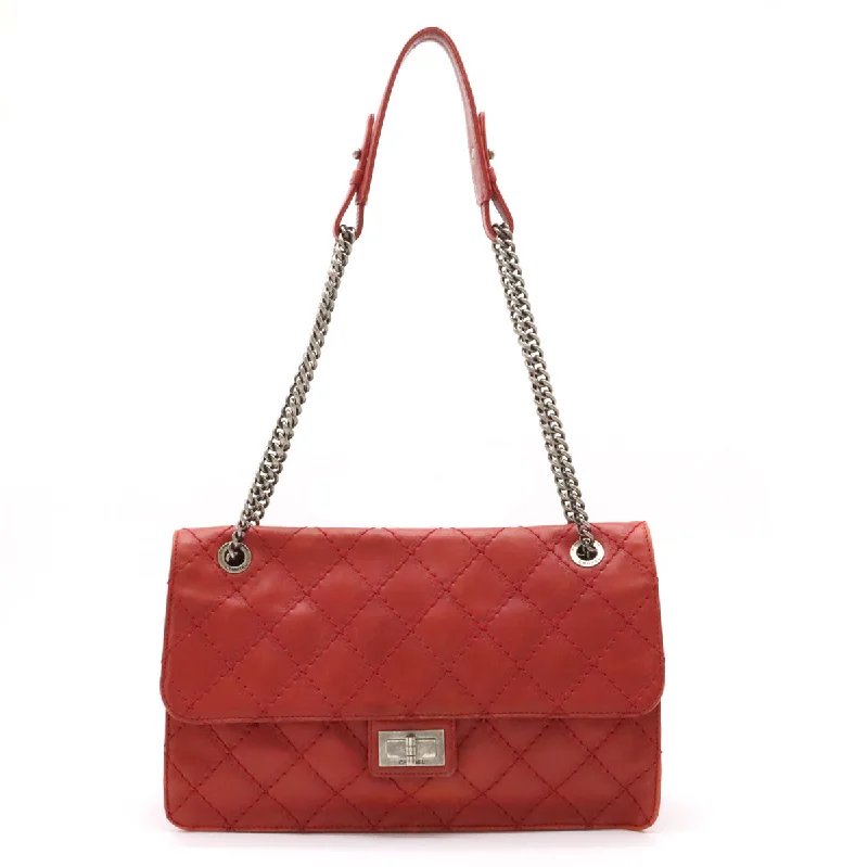 Designer bags with detachable strapsCHANEL CHANEL 2.55 Matrasse W Chain Bag Half-Sharp Handbag Semi-Sharp Leather Red Silver Gold  Blumin