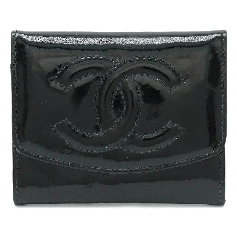 Customizable monogram bagsCHANEL Chanel Coinmark Coincase Coinwork Coinwork Patent Leather Black Black Silver Gold A01430