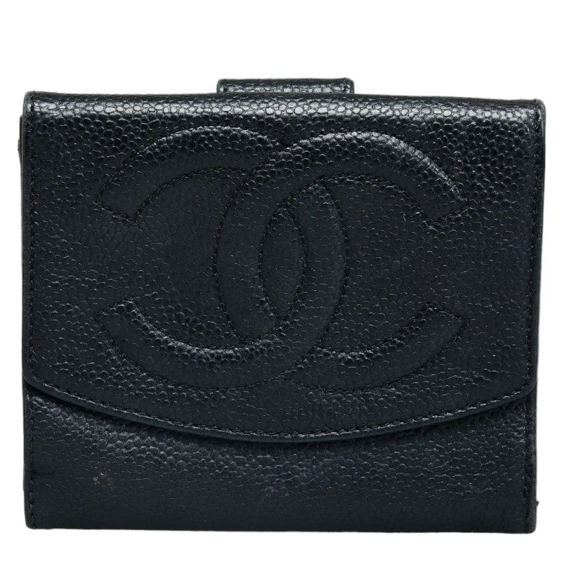 Compact crossbody bags for travelChanel Coco Double Folded Wallet Compact Wallet Black Leather  Chanel