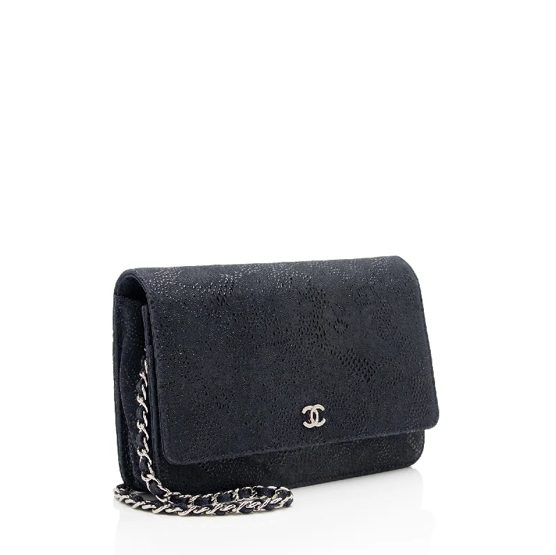 High-end designer bags for menChanel Lace Embossed Goatskin Classic Wallet on Chain (ZHPm4Q)