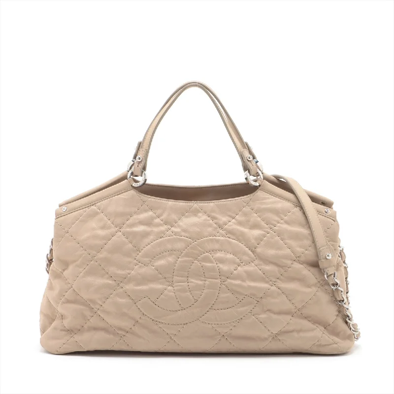 Affordable luxury bags Chanel Wild Stick Leather Chain Shoulder Bag Coco Beige Silver Gold