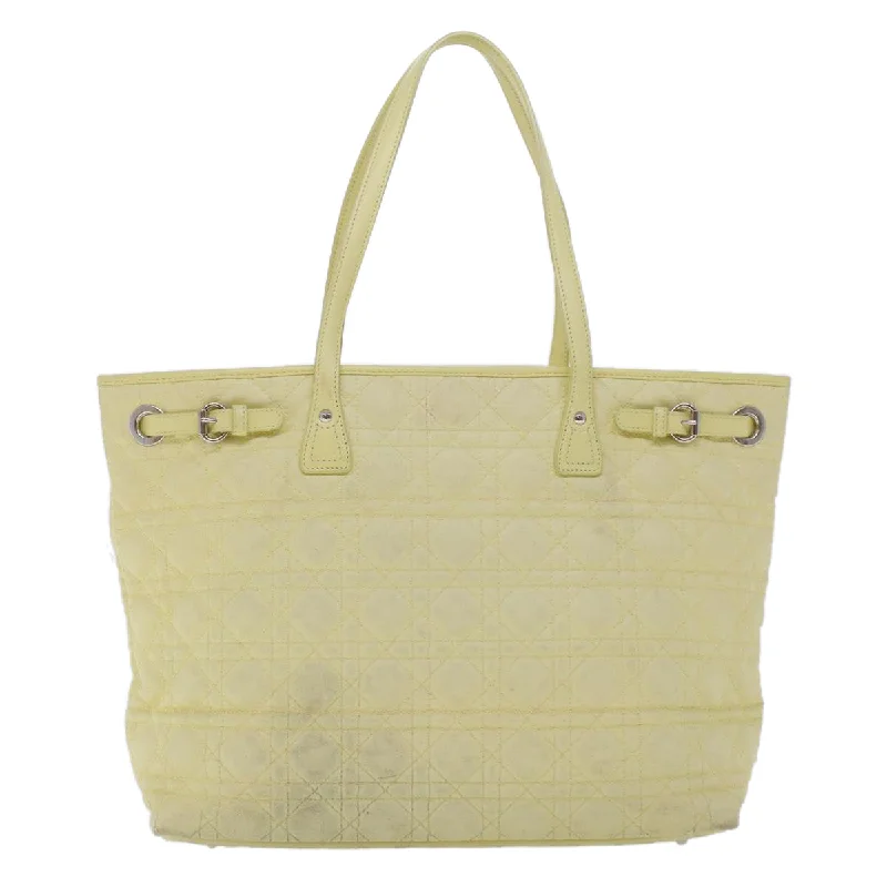 Luxury bags with exotic skinsCHRISTIAN DIOR Lady Dior Canage Tote Bag Coated Canvas Yellow Auth bs5871