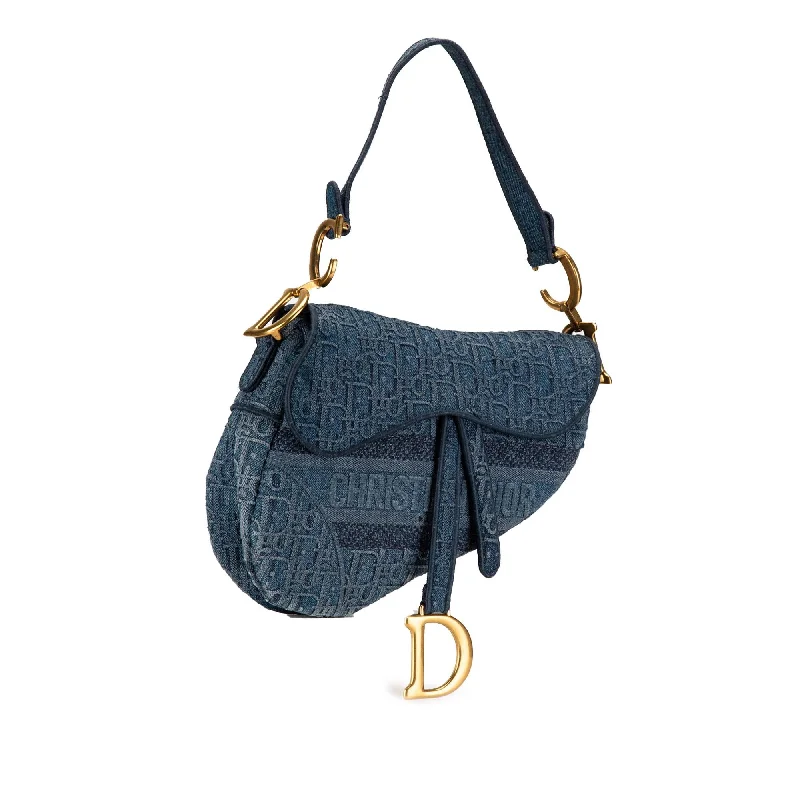 Mini bags for evening outDior Oblique Denim Saddle Bag (byX9EU)