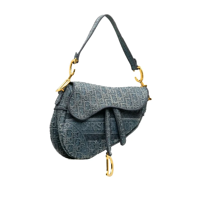 Trendy bucket bags for summerDior Oblique Denim Saddle Bag (tFXGoz)