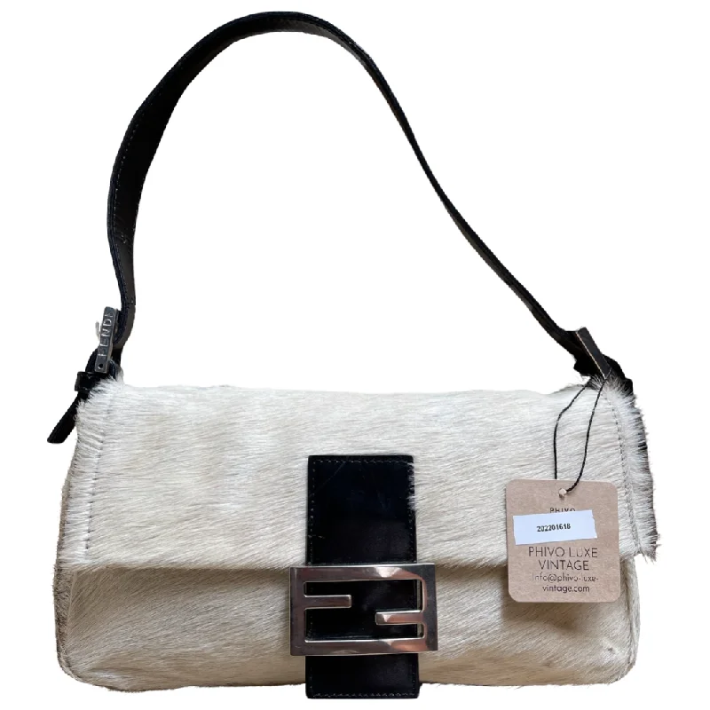 Designer bags with detachable strapsFENDI baguette pony hair shoulder bag